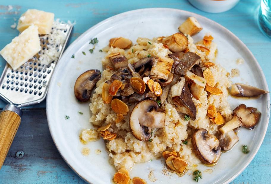 Blumenkohl„Risotto“ mit Pilzen und Mandelbutter SimplyCookit