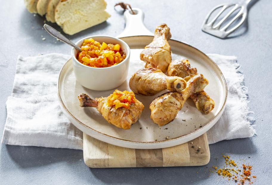 Gegrillte Hähnchenkeulen mit Paprikachutney und Ciabatta | Simply-Cookit