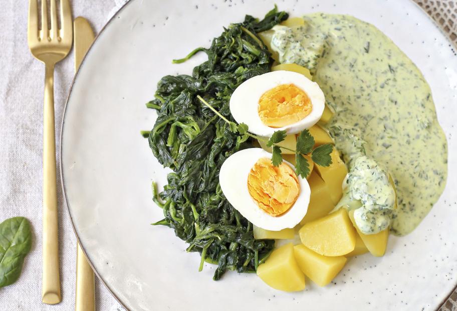 Kartoffeln mit grüner Sauce, Spinat und Ei | Simply-Cookit