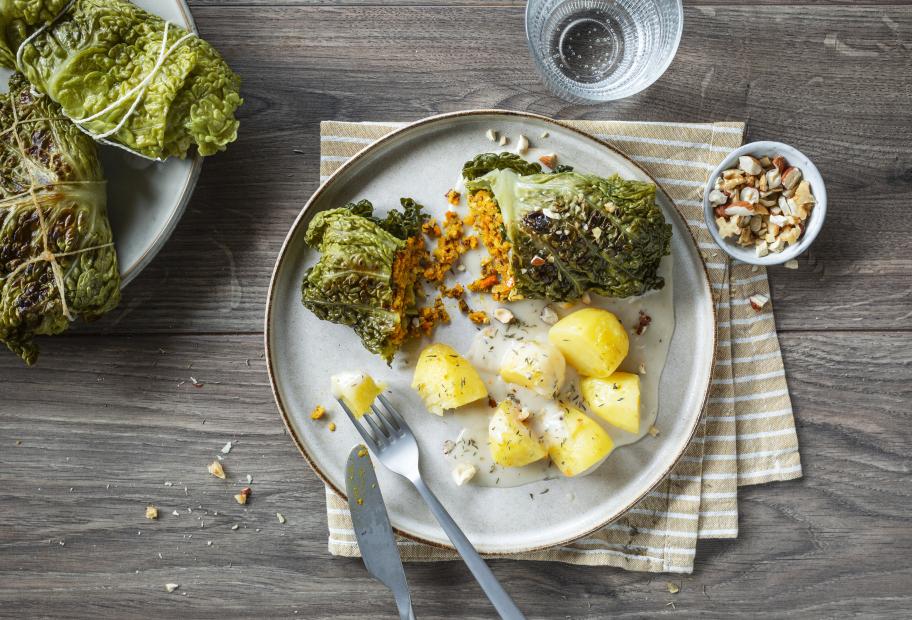 Vegane Krautwickel mit Kürbisfüllung | Simply Cookit