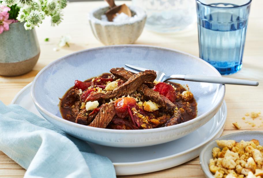 Schnelle Steakstreifen mit Balsamico Tomaten | Simply-Cookit