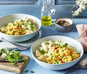 Putengeschnetzeltes mit Konfetti-Reis