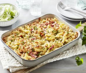 Erbsen-Nudelauflauf
