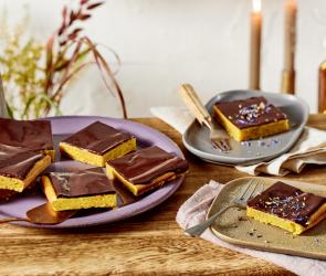 Kürbiskuchen vom Blech mit Schokoguss