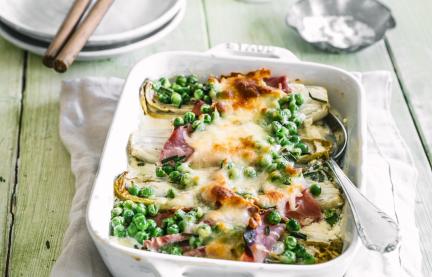 Chicorée-Gratin mit Schinken