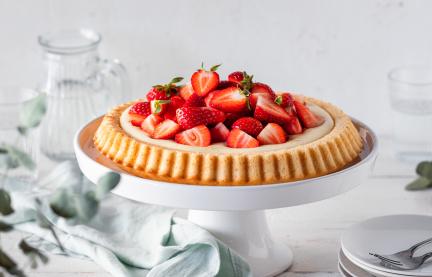 Erdbeerkuchen mit Vanillepudding