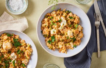 One-Pot-Reis mit Seelachs