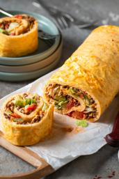 Low Carb Big Mac Rolle, angeschnitten.