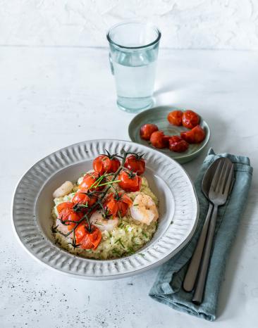 Mediterranes Risotto mit Garnelen