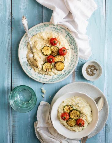Risotto mit Zucchini, Gorgonzola und Kirschtomaten