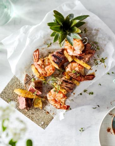 Surf-and-Turf-Grillspieße mit Sous-vide Rumpsteak