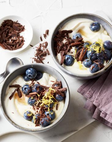 Quarkcreme mit Heidelbeeren