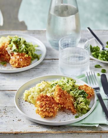 Fischnuggets mit Spitzkohl-Stampf