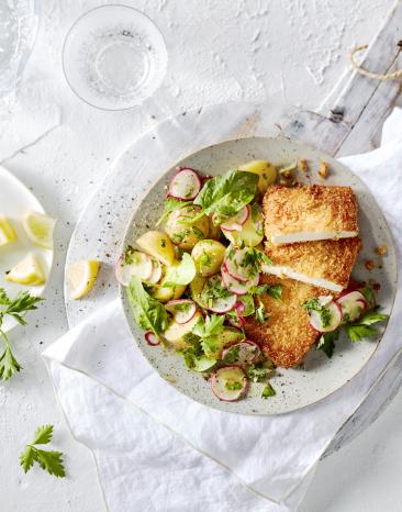Tofuschnitzel mit Kartoffelsalat