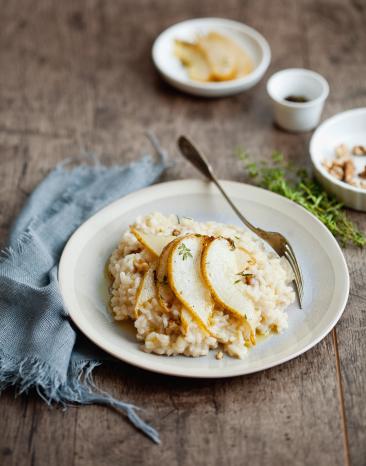 Walnussrisotto mit Birne