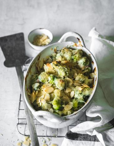 Rosenkohlauflauf mit Speck