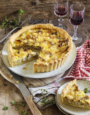 Würzige Chicorée-Quiche mit Bierteig.