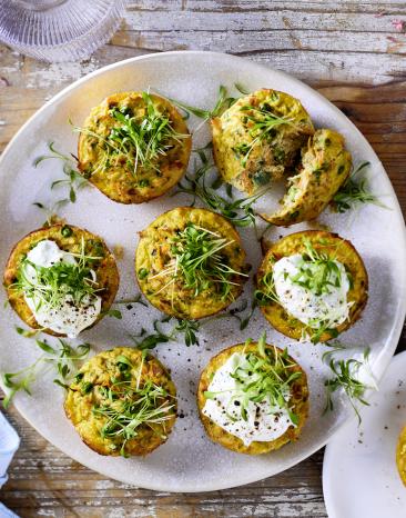 Low Carb Gemüsemuffins mit Kresse-Dip