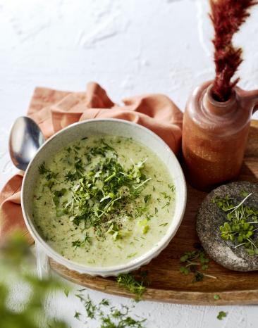 Warme Senf-Gurkensuppe