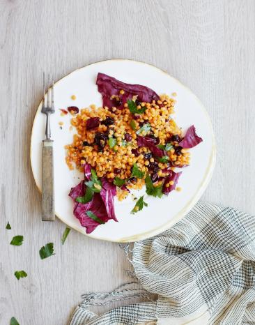 Rote-Linsen-Salat mit Cranberrys und Radicchio