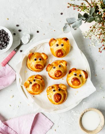 Glücksschweine aus Hefeteig
