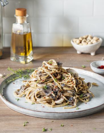 Pilz-Spaghettini mit Cashewsahne