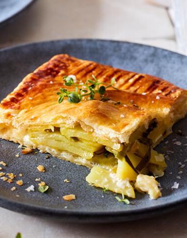 Kartoffel-Lauch-Blätterteigpastete