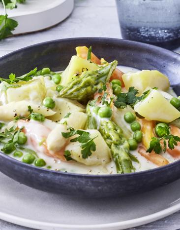 Spargelragout mit zweierlei Spargel.