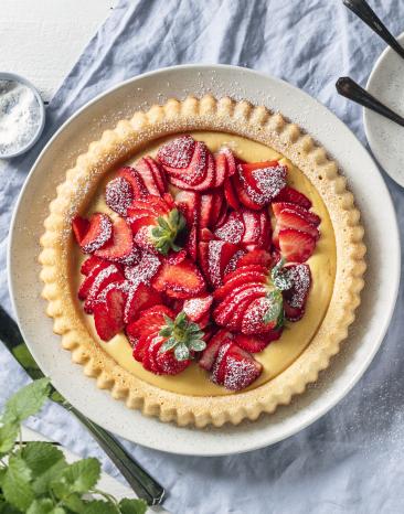 Veganer Erdbeerkuchen mit Pudding