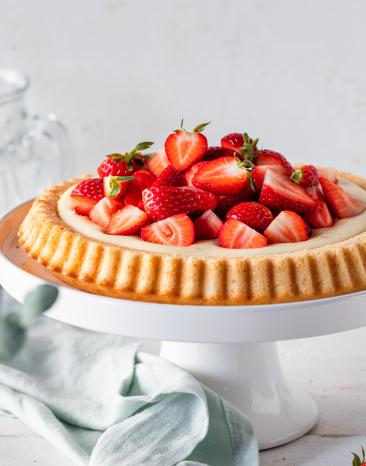 Erdbeerkuchen mit Vanillepudding