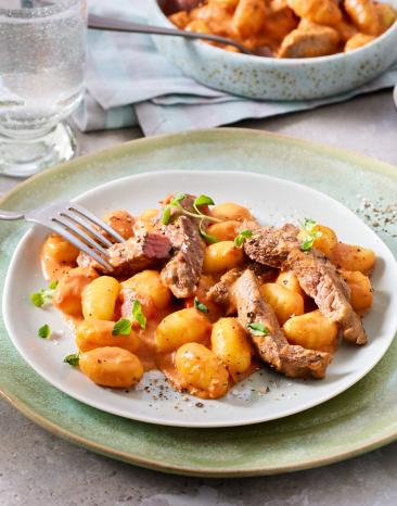 Rindergeschnetzeltes in Tomatensauce.