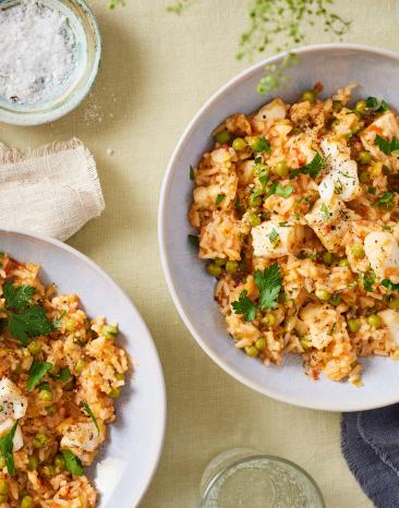 One-Pot-Reis mit Seelachs