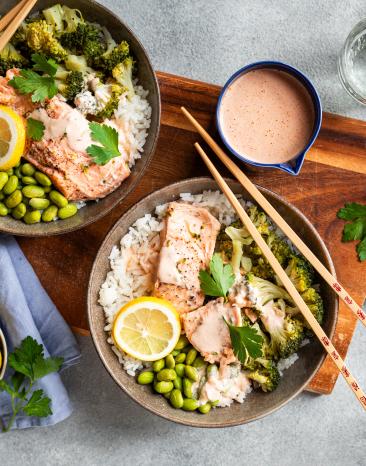 Lachs-Curry-Bowl