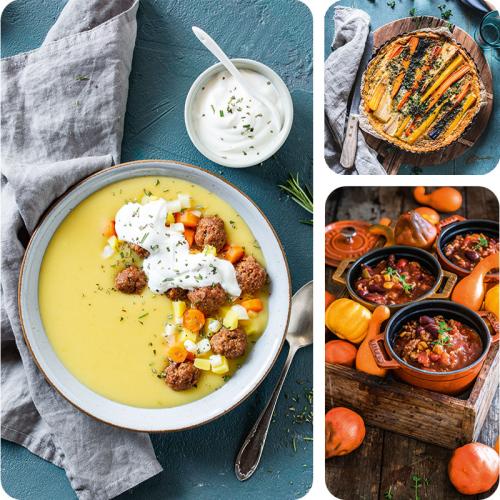 Drei Herbst-Rezepte abgebildet auf drei Bildern.