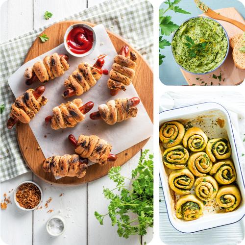 Fingerfood Rezepte Hotdogs, Kraeuterschneken und Zitronenbutter