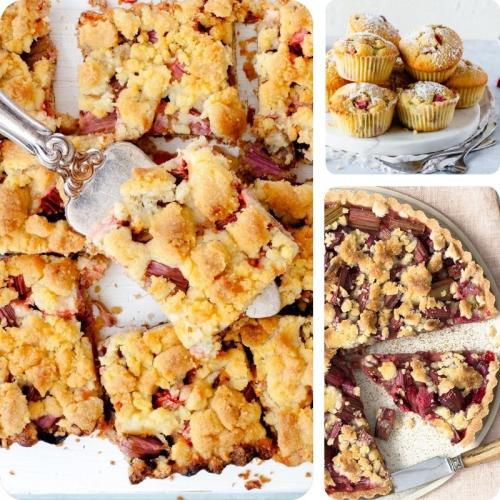 Rhabarber Kuchen vom Blech, Rhabarber Kuchen mit Streuseln und Rhabarber Muffins