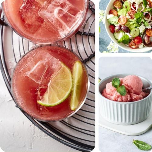 Wassermelinen Limonade, Eis und Salat
